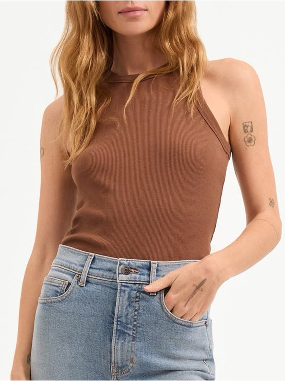 Veronica Beard Brown Ribbed Crop Tank — Size XXS (NWT)